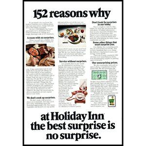 1976 Holiday Inn 152 Reasons Why Vintage Print Ad Hotel Travel Amex Wall Art